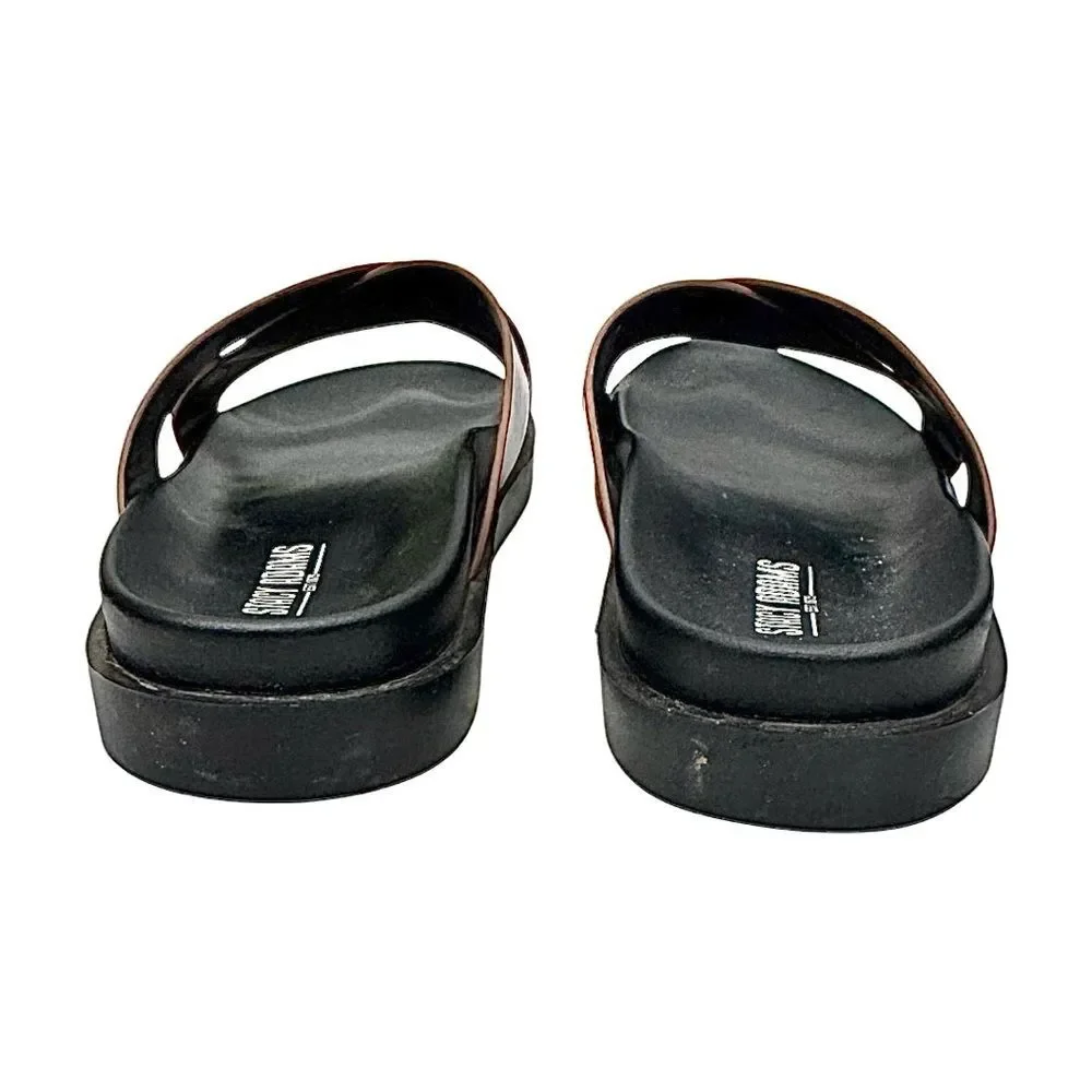 Stacy Adams Daniel Cross Strap Slide Sandals Men’s Size 10M Brown Leather